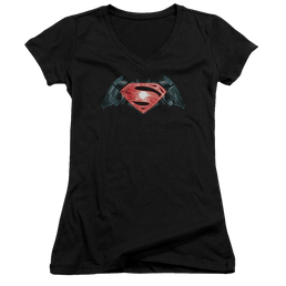 Batman v Superman Industrial Logo - Juniors V-Neck T-Shirt Juniors V-Neck T-Shirt Batman   