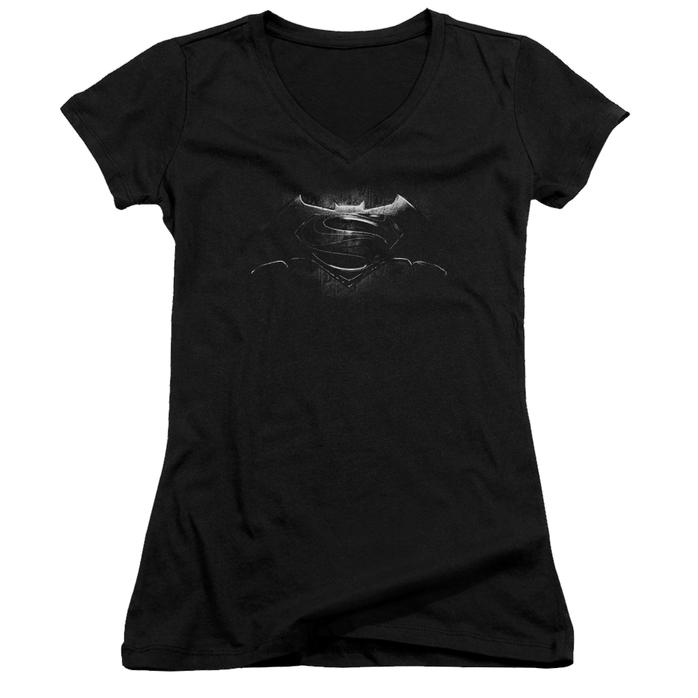 Batman v Superman Bw Logo - Juniors V-Neck T-Shirt Juniors V-Neck T-Shirt Batman   