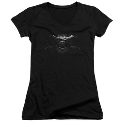 Batman v Superman Bw Logo - Juniors V-Neck T-Shirt Juniors V-Neck T-Shirt Batman   