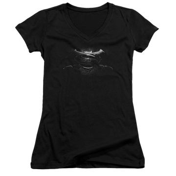 Batman v Superman Bw Logo - Juniors V-Neck T-Shirt Juniors V-Neck T-Shirt Batman   