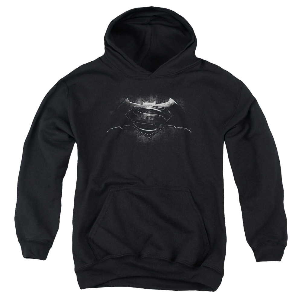 Batman v Superman Bw Logo - Youth Hoodie Youth Hoodie (Ages 8-12) Batman   