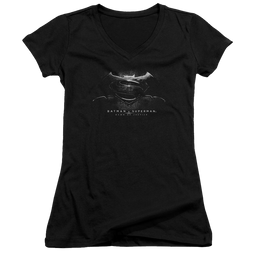 Batman v Superman Bw Logo - Juniors V-Neck T-Shirt Juniors V-Neck T-Shirt Batman   