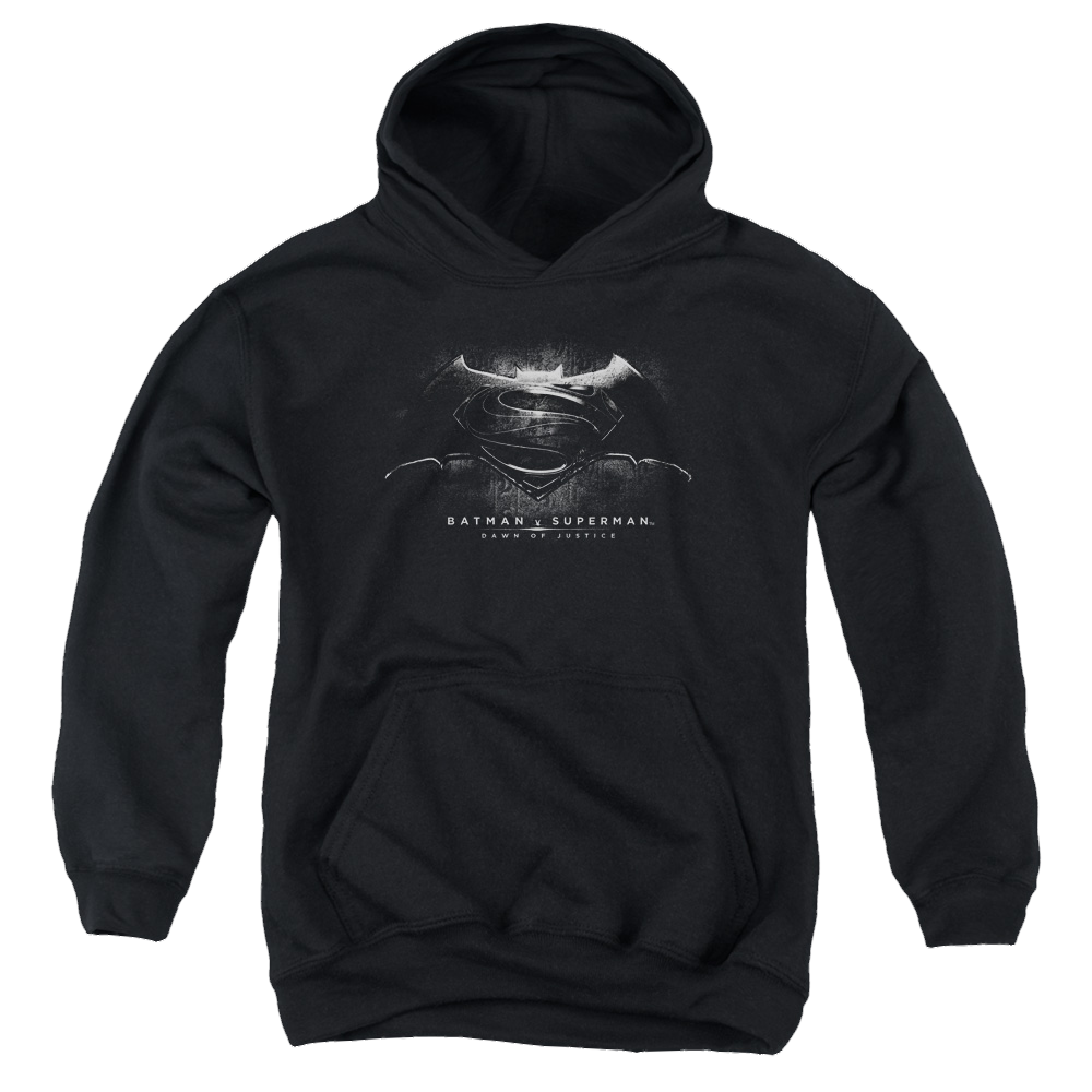 Batman v Superman Bw Logo - Youth Hoodie Youth Hoodie (Ages 8-12) Batman   