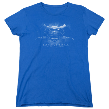 Royal women's t-shirt with Batman v Superman Bw Logo graphic
