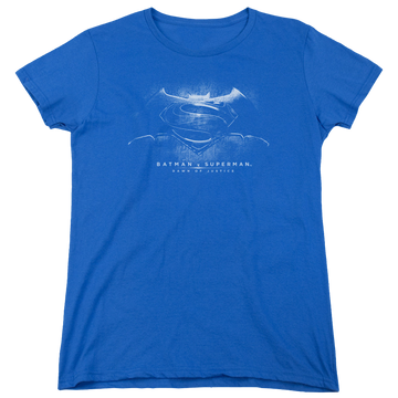 Royal women's t-shirt with Batman v Superman Bw Logo graphic