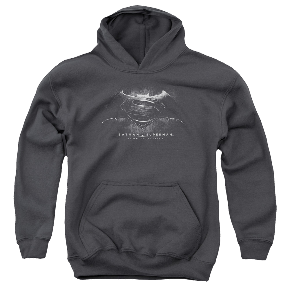 Batman v Superman Bw Logo - Youth Hoodie Youth Hoodie (Ages 8-12) Batman   