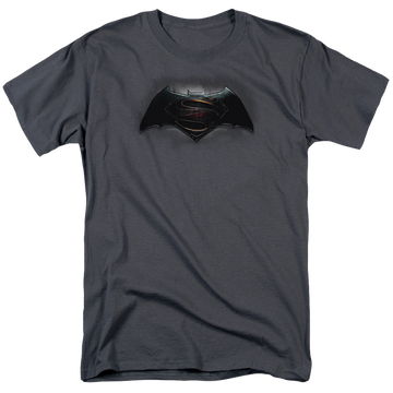 Charcoal men's regular fit t-shirt with Batman v Superman Logo graphic