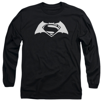Black men's long sleeve t-shirt with Batman v Superman Simple Logo graphic