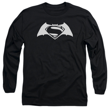 Black men's long sleeve t-shirt with Batman v Superman Simple Logo graphic