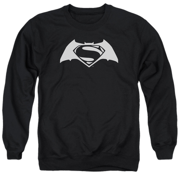 Black men's crewneck sweatshirt with Batman v Superman Simple Logo graphic