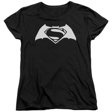 Black women's t-shirt with Batman v Superman Simple Logo graphic