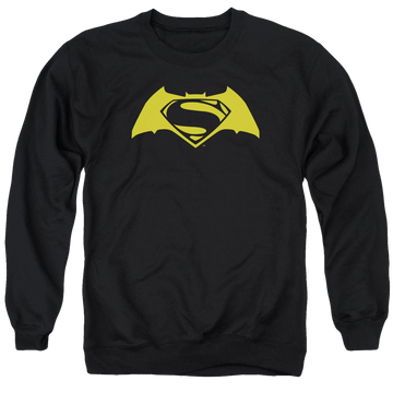 Black men's crewneck sweatshirt with Batman v Superman Simple Logo graphic