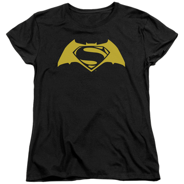 Black women's t-shirt with Batman v Superman Simple Logo graphic