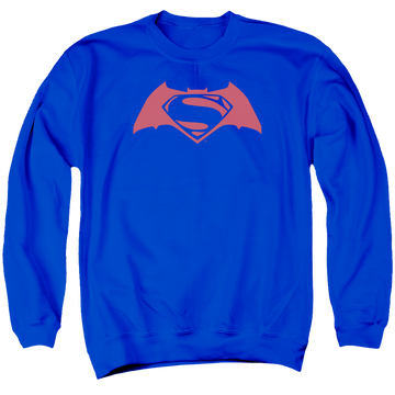 Royal men's crewneck sweatshirt with Batman v Superman Simple Logo graphic
