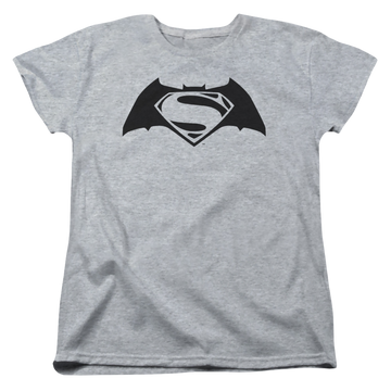 Athletic heather women's t-shirt with Batman v Superman Simple Logo graphic