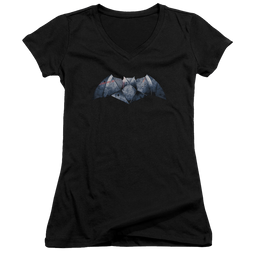 Batman v Superman Plated Bat Logo - Juniors V-Neck T-Shirt Juniors V-Neck T-Shirt Batman   