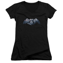 Batman v Superman Plated Bat Logo - Juniors V-Neck T-Shirt Juniors V-Neck T-Shirt Batman   