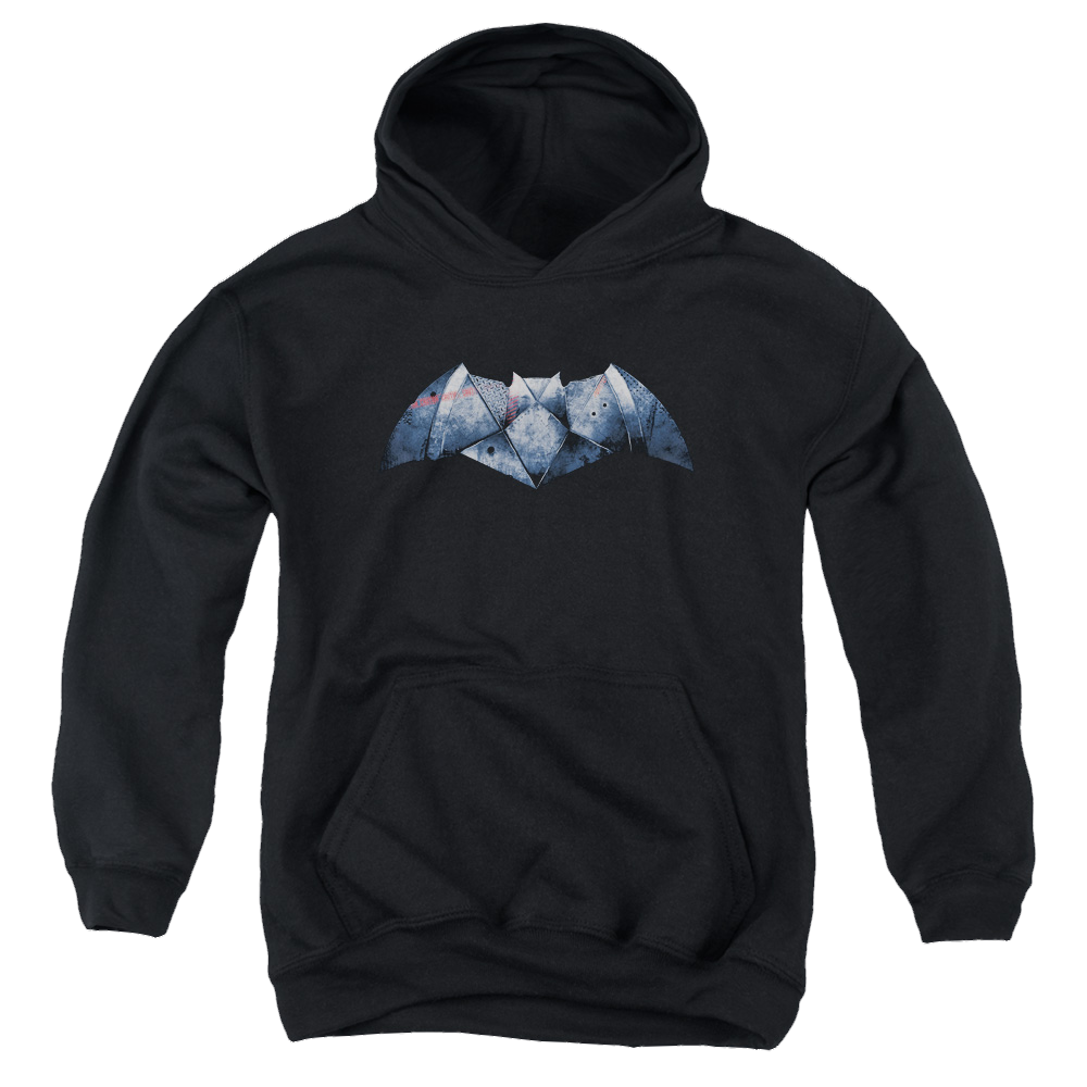 Batman v Superman Plated Bat Logo - Youth Hoodie Youth Hoodie (Ages 8-12) Batman   