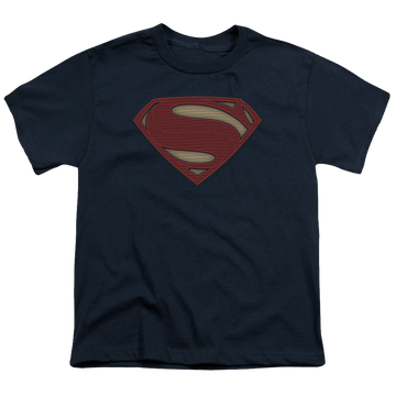 Navy youth t-shirt for ages 8 to 12 with Batman v Superman Super Movie Logo graphic