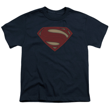Navy youth t-shirt for ages 8 to 12 with Batman v Superman Super Movie Logo graphic