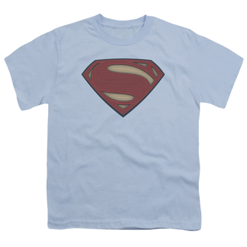 Light blue youth t-shirt for ages 8 to 12 with Batman v Superman Super Movie Logo graphic