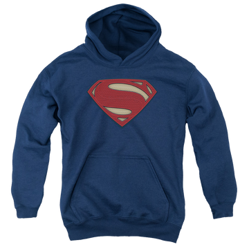 Royal youth hoodie for ages 8 to 12 with Batman v Superman Super Movie Logo graphic