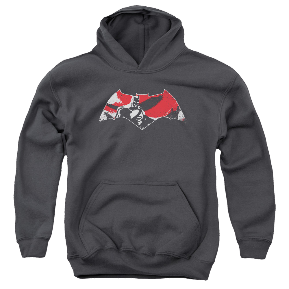 Batman v Superman Armor Splatter Logo - Youth Hoodie Youth Hoodie (Ages 8-12) Batman   