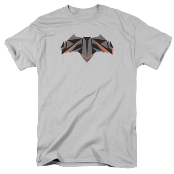 Silver men's regular fit t-shirt with Batman v Superman Tech Bat Logo graphic