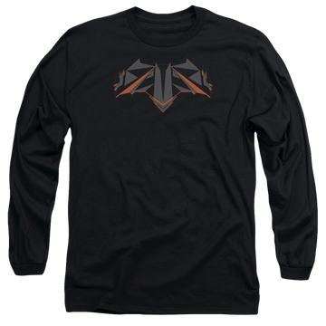 Black men's long sleeve t-shirt with Batman v Superman Tech Bat Logo graphic