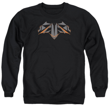 Black men's crewneck sweatshirt with Batman v Superman Tech Bat Logo graphic