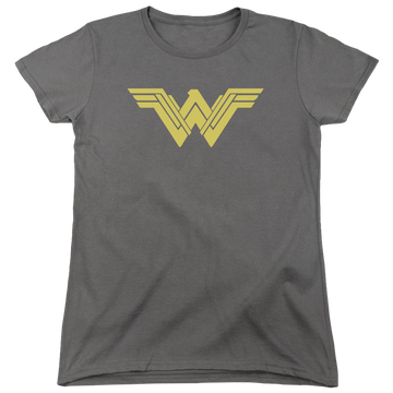 Charcoal women's t-shirt with Batman v Superman Clean Line Logo graphic