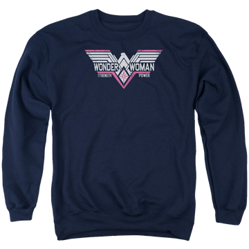 Navy men's crewneck sweatshirt with Batman v Superman Thunder Logo graphic