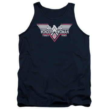 Navy men's tank with Batman v Superman Thunder Logo graphic
