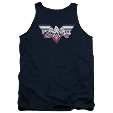 Navy men's tank with Batman v Superman Thunder Logo graphic