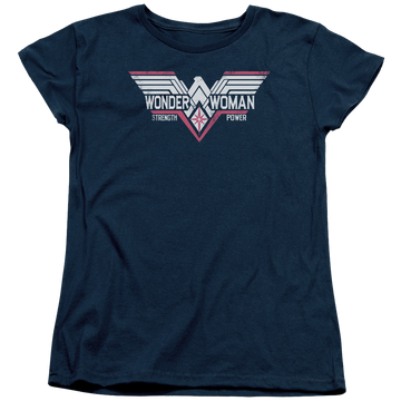 Navy women's t-shirt with Batman v Superman Thunder Logo graphic
