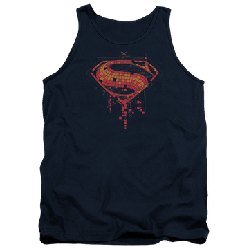 Navy men's tank with Batman v Superman Tech Super Logo graphic