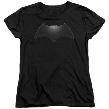 Black women's t-shirt with Batman v Superman Beveled Bat Logo graphic