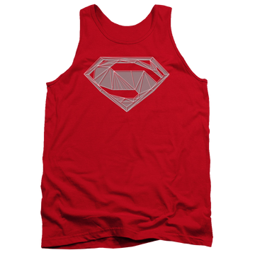 Red men's tank with Batman v Superman Techy S graphic