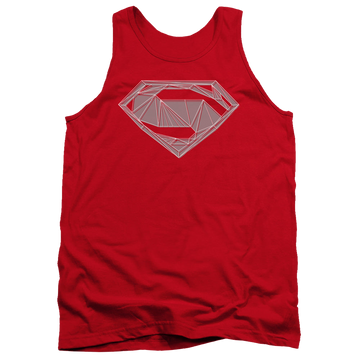 Red men's tank with Batman v Superman Techy S graphic