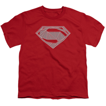 Red youth t-shirt for ages 8 to 12 with Batman v Superman Techy S graphic