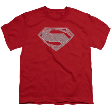 Red youth t-shirt for ages 8 to 12 with Batman v Superman Techy S graphic