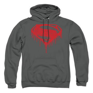 Charcoal pullover hoodie with Batman v Superman Splattered graphic