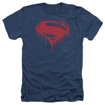 Navy men's heather t-shirt with Batman v Superman Splattered graphic