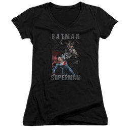 Batman v Superman Hero Split - Juniors V-Neck T-Shirt Juniors V-Neck T-Shirt Batman   