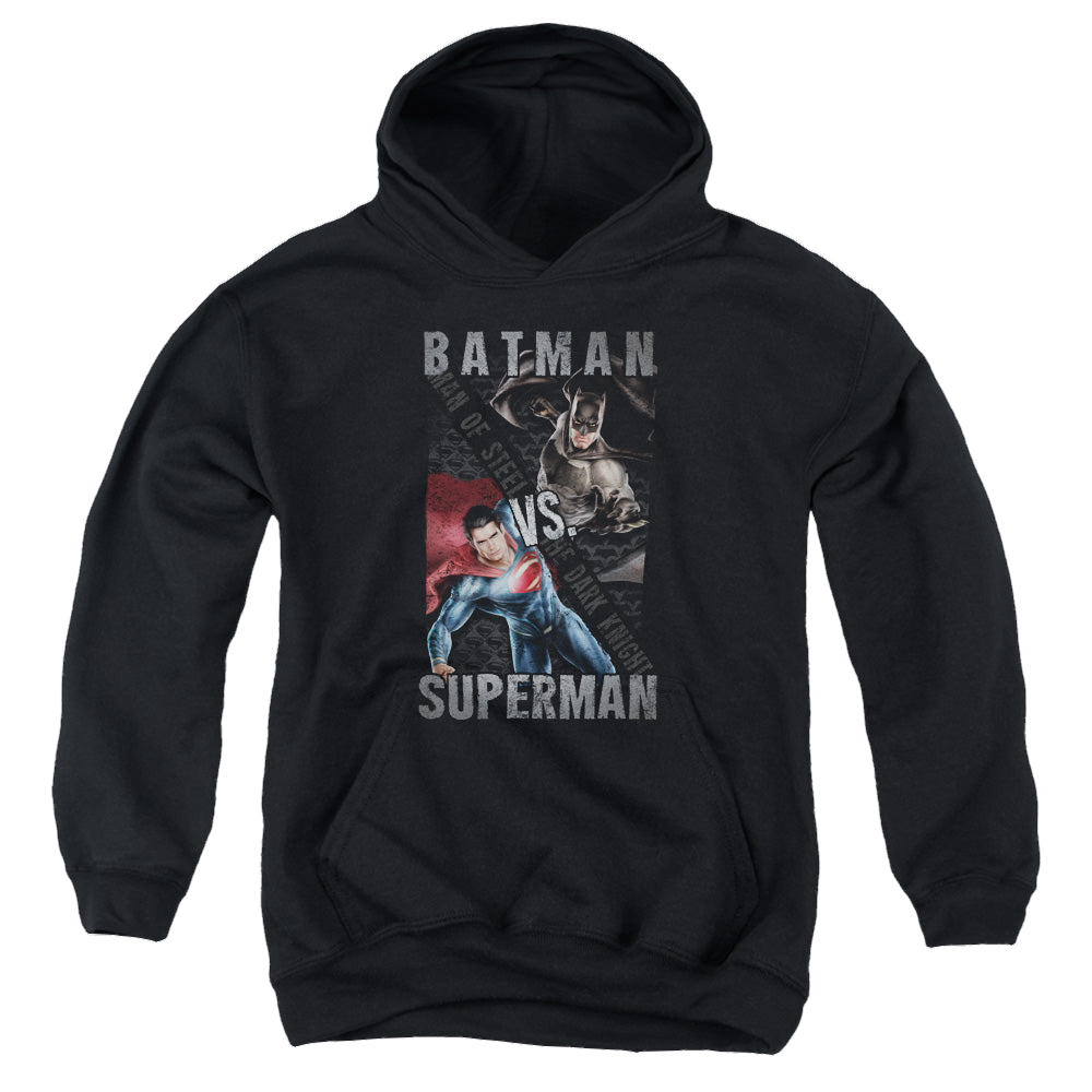 Batman v Superman Hero Split - Youth Hoodie Youth Hoodie (Ages 8-12) Batman   