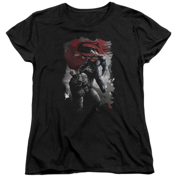 Black women's t-shirt with Batman v Superman Choke graphic