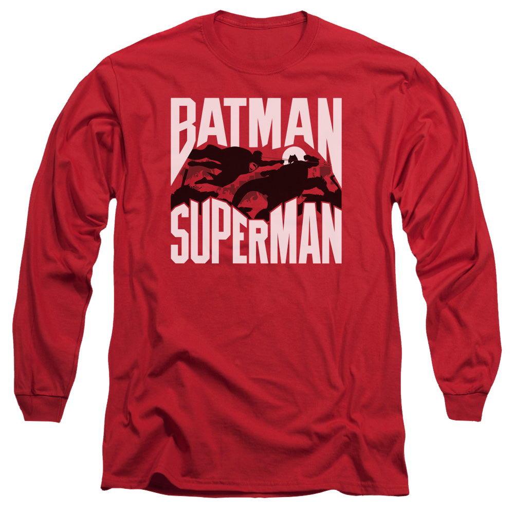 Batman v Superman Silhouette Fight - Men's Long Sleeve T-Shirt Men's Long Sleeve T-Shirt Batman   