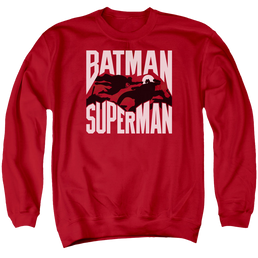 Batman v Superman Silhouette Fight - Men's Crewneck Sweatshirt Men's Crewneck Sweatshirt Batman   