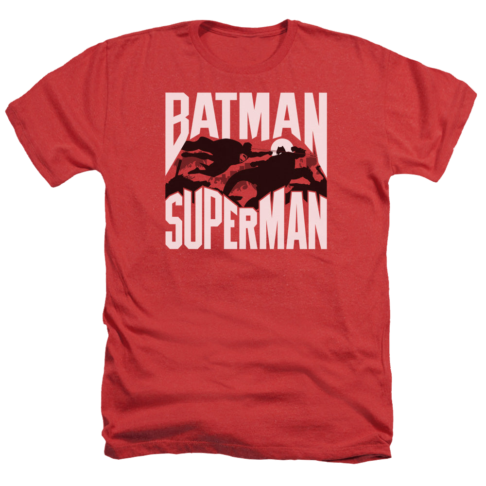 Batman v Superman Silhouette Fight - Men's Heather T-Shirt Men's Heather T-Shirt Batman   