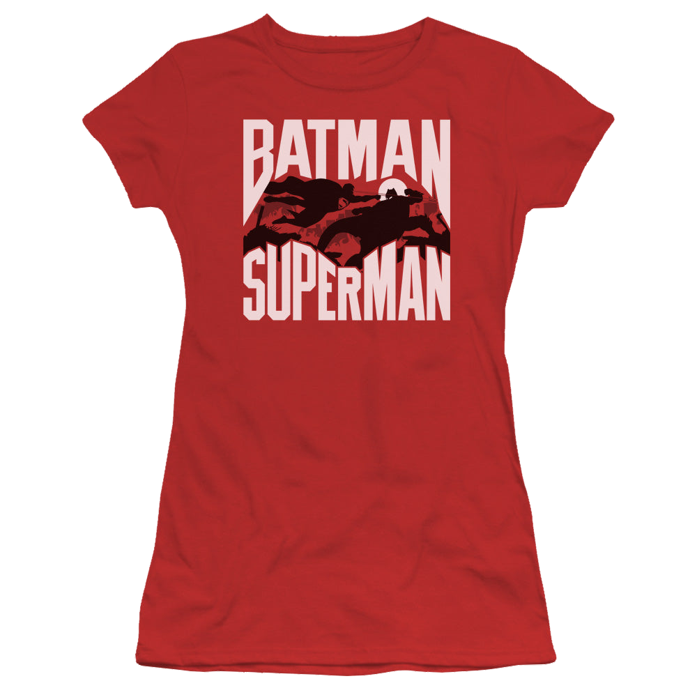 Batman v Superman Silhouette Fight - Juniors T-Shirt Juniors T-Shirt Batman   